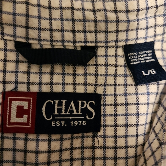 Chaps Button Up Dress Shirt Blue & White Striped Long Sleeve Shirt Sz Lg NICE!! - Picture 4 of 16